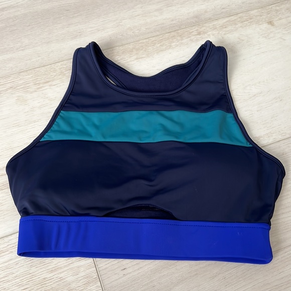 Sam Edelman Sports Bra Women Workout T back blue m - Picture 2 of 5